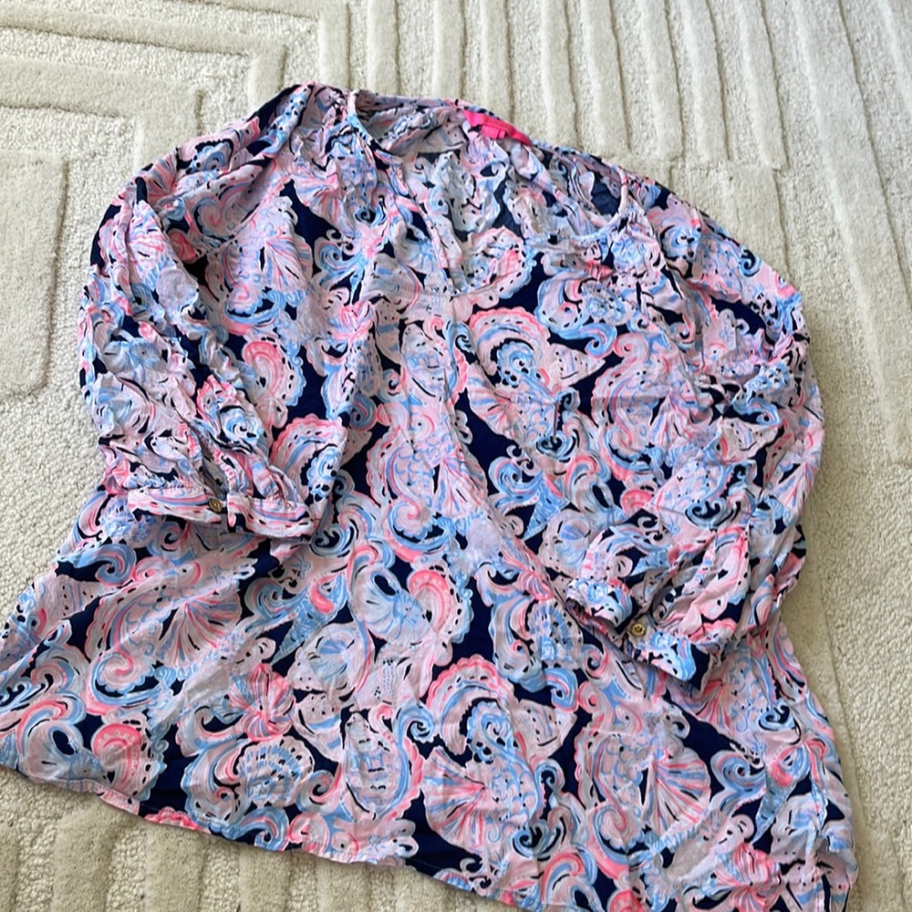 Lilly Pulitzer Seashell Print Blouse, Size Large